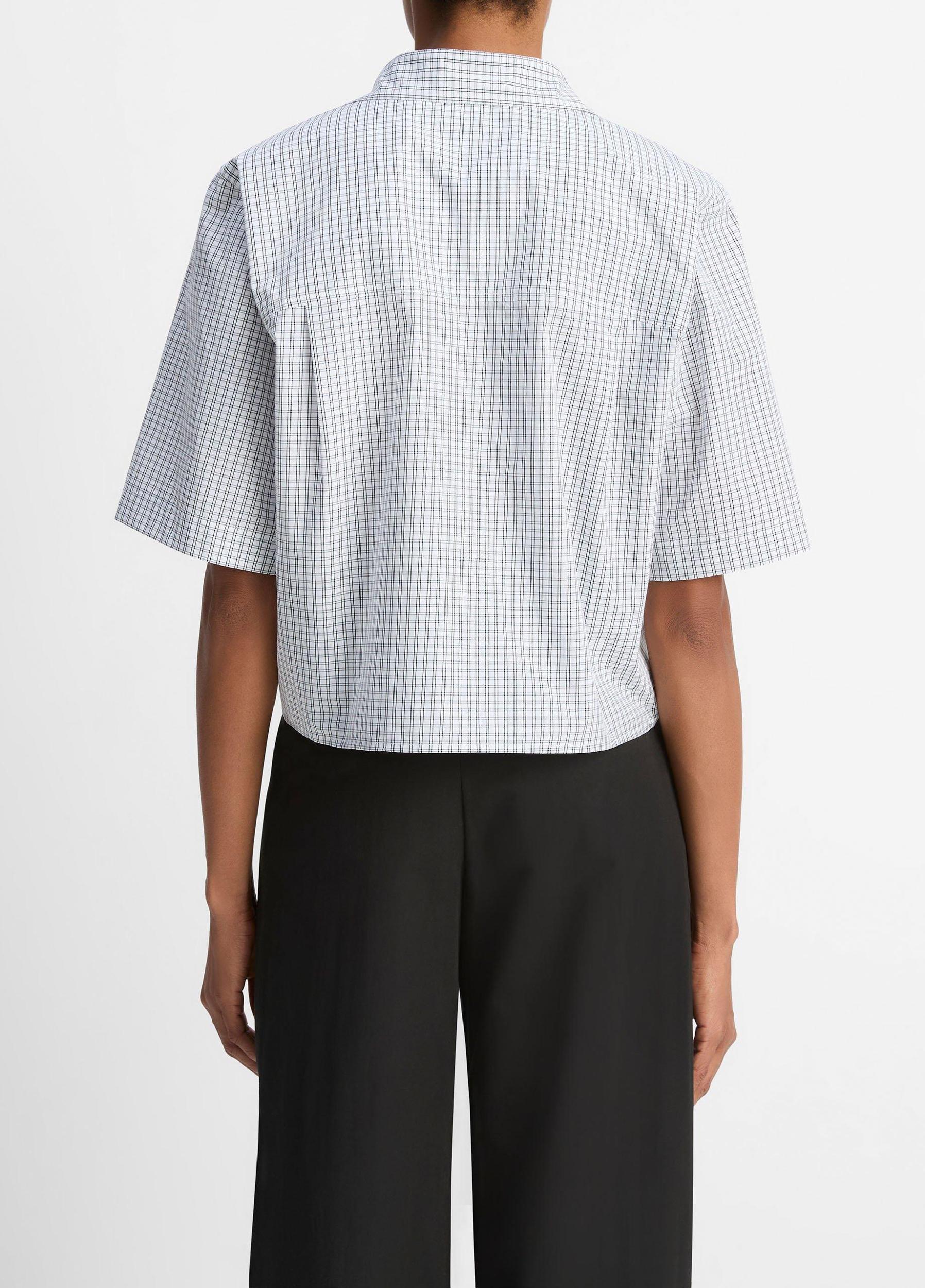 Checked Cotton Cropped Shirt Product Image