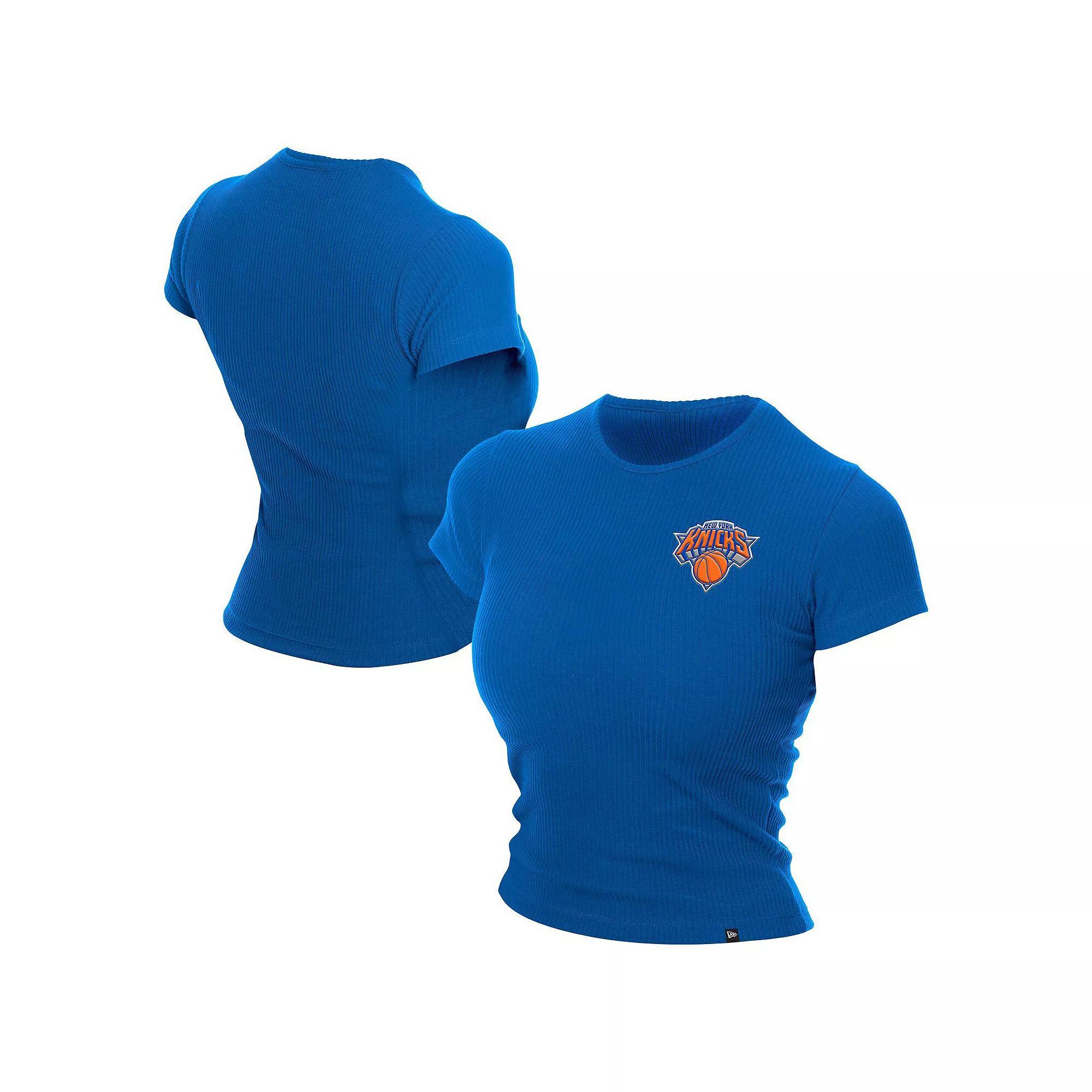 Women's New Era  Blue New York Knicks Leisure Collection Baby Doll Cropped T-Shirt, Size: Medium Product Image