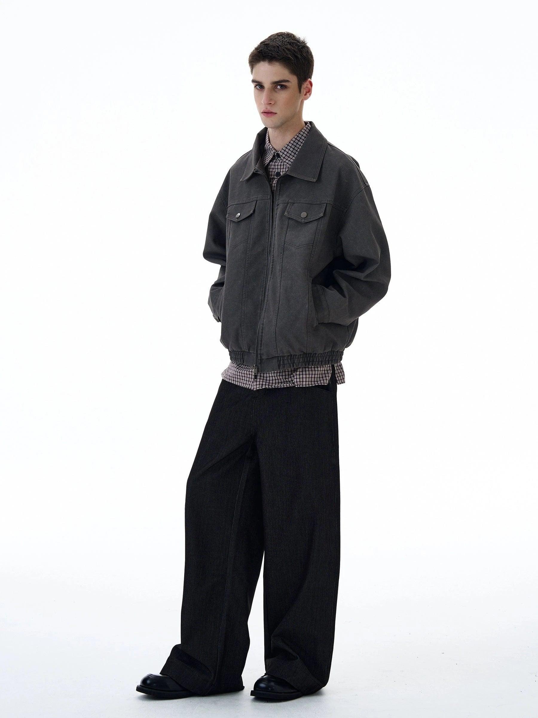 RT No. 20024 GRAY ZIP DENIM JK Product Image