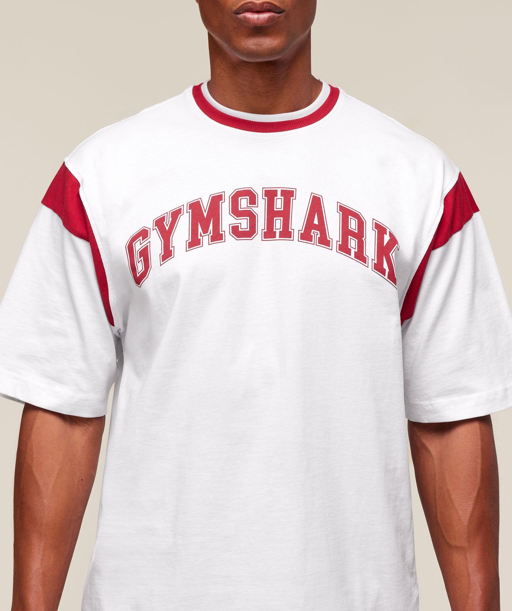 Gymshark GSLC Oversized T-Shirt - White/Conditioning Red Male Product Image