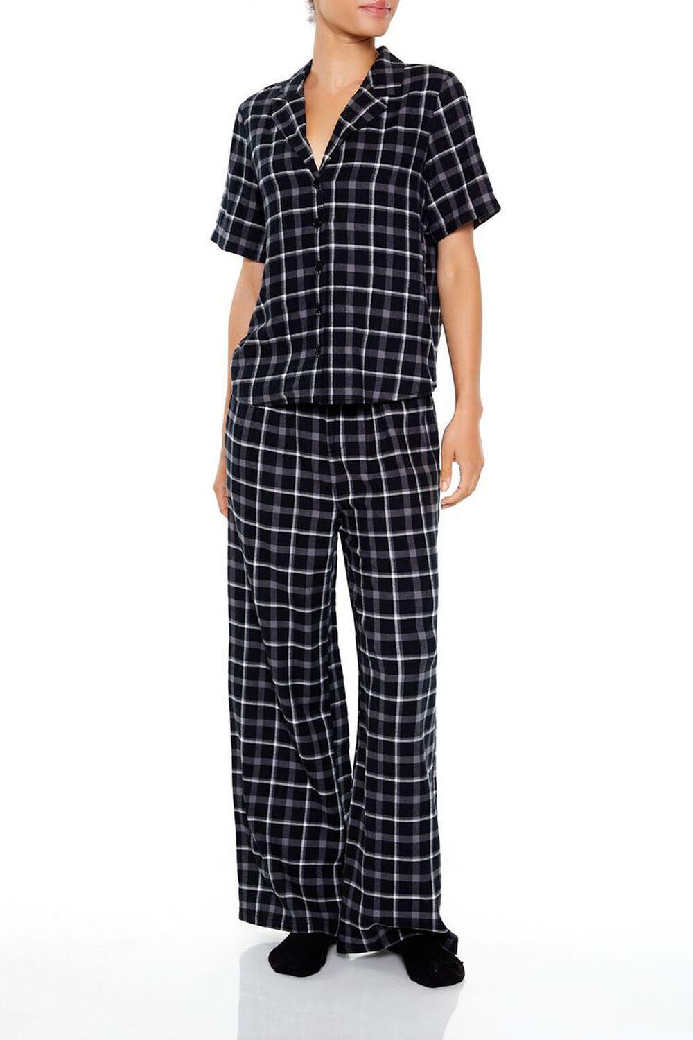 Plaid Shirt & Pants Flannel Pajama Set | Forever 21 Product Image