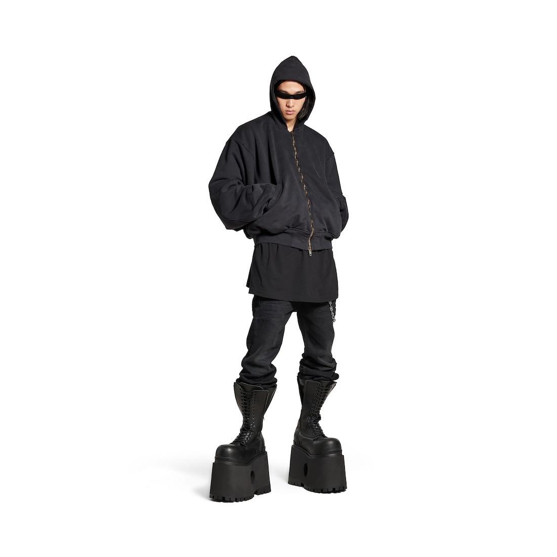 Men's Hooded Bomber in Black Faded Product Image