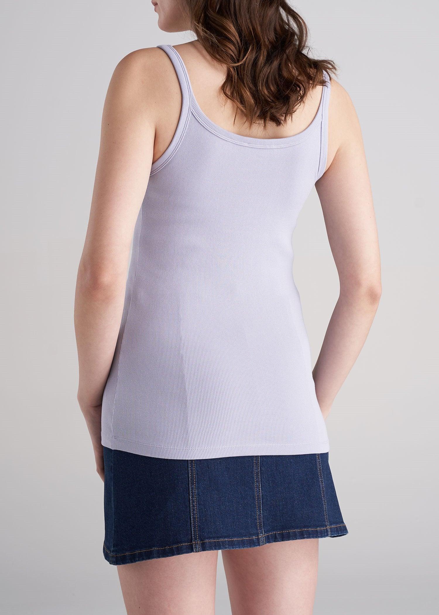 Women's Tall Button Up Denim Skirt in Washed Indigo Blue Product Image
