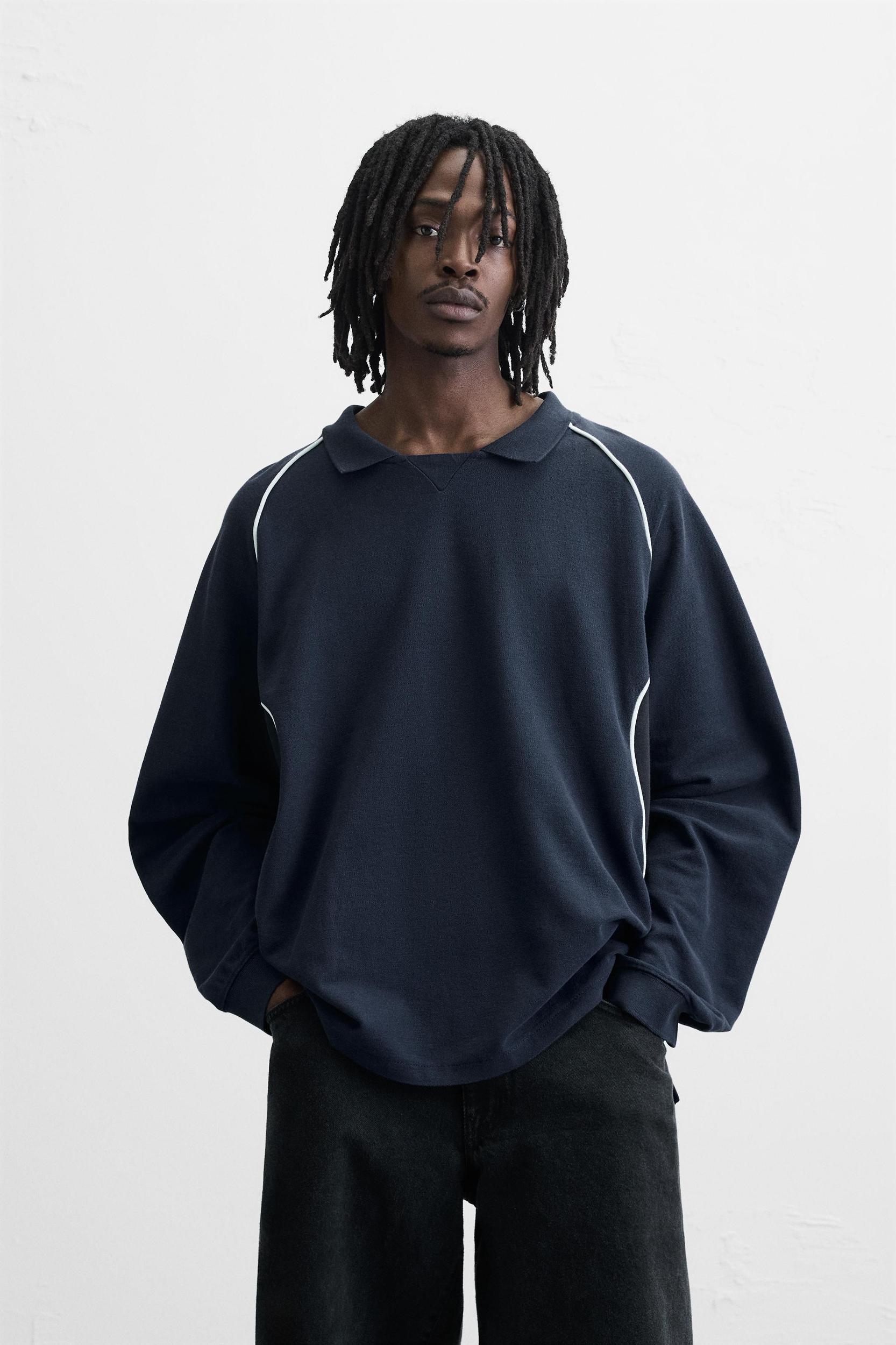 CONTRAST PIQUÉ POLO SWEATSHIRT Product Image