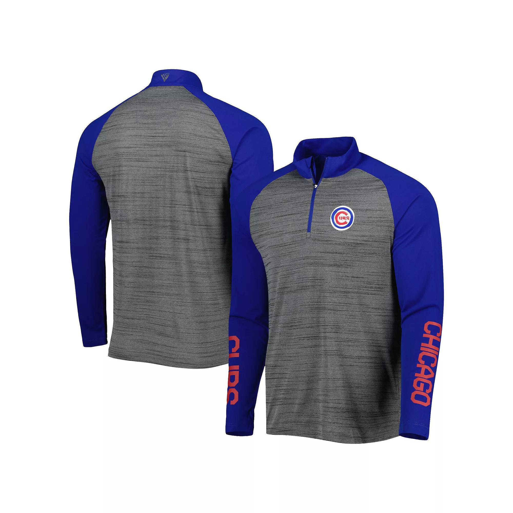 Men's Levelwear Heather Gray Chicago Cubs Vandal Raglan Quarter-Zip Top, Size: Small, Grey Product Image