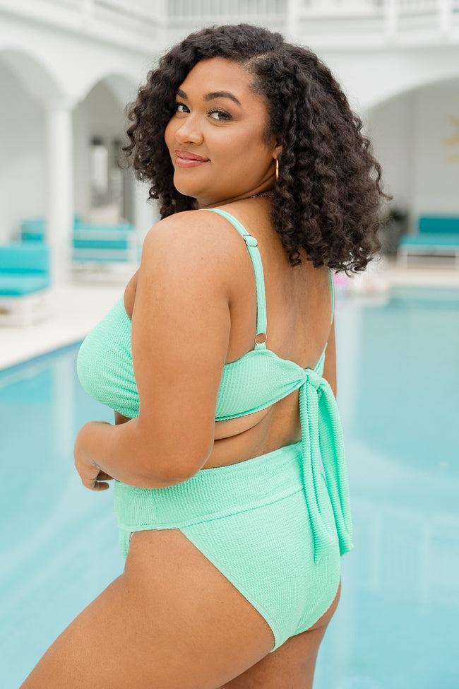Coastal Kiss Mint Knotted Bikini Top FINAL SALE Product Image