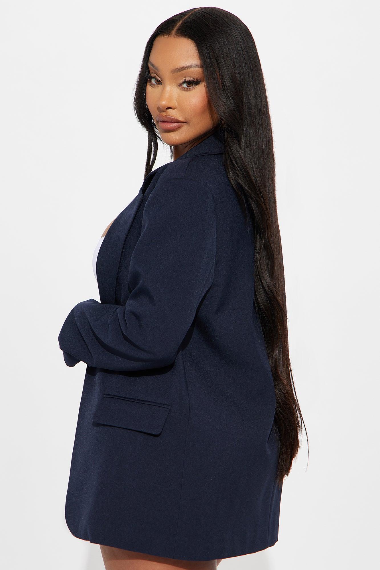 Cara Oversized Boxy Blazer - Navy Product Image