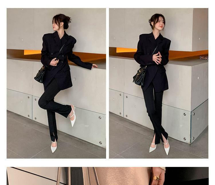 Stiletto Pointed Toe Rhinestone Accent Patent Leather Slingback Sandals Product Image