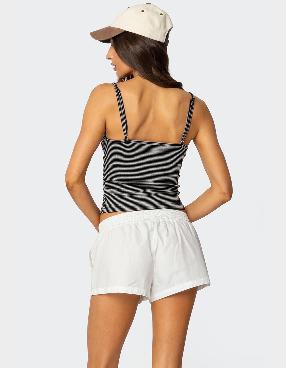 EDIKTED Striped Henley Tank Top Product Image