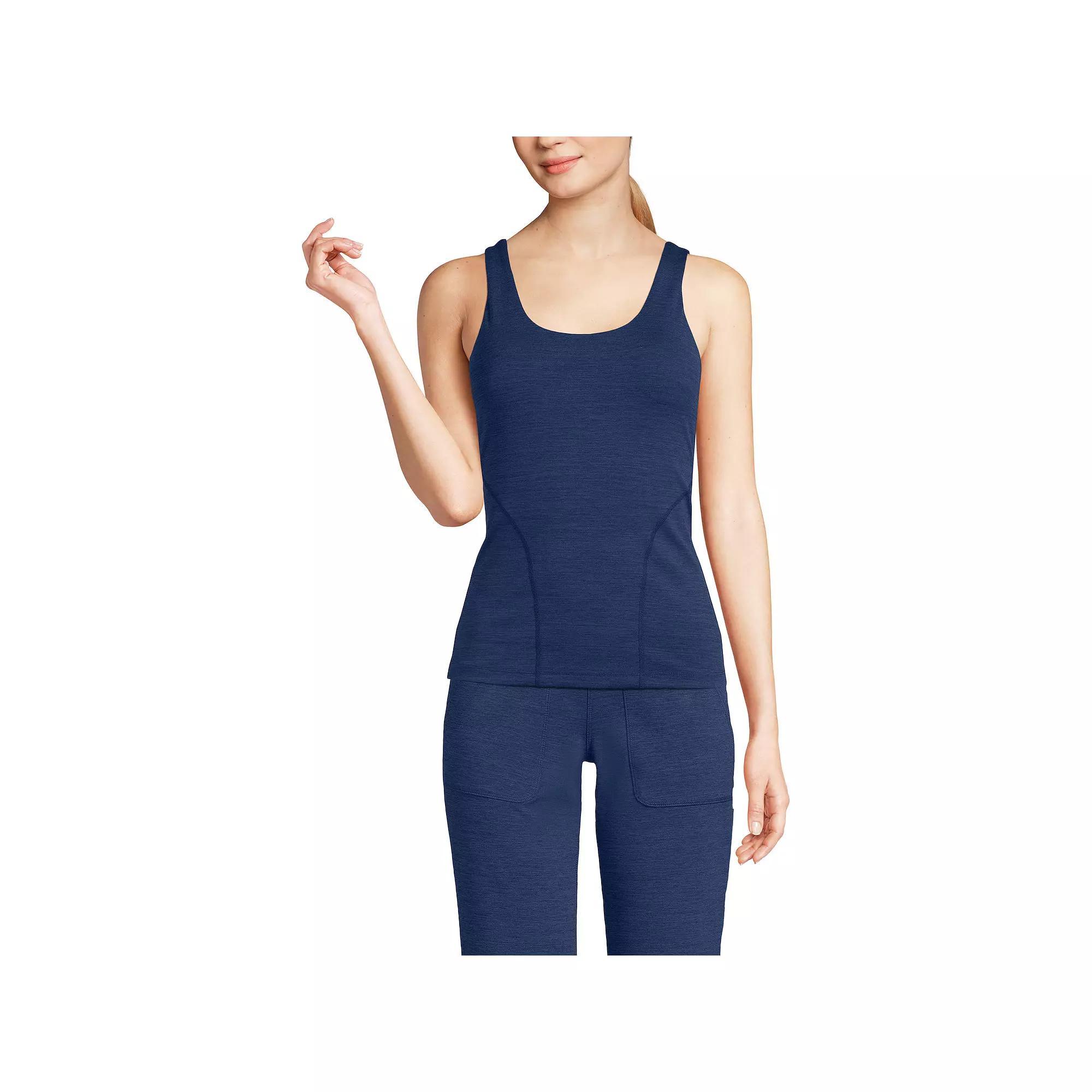 Women's Lands' End Interlock Scoopneck Tank Top, Size: Large, Dark Pink Clay Product Image