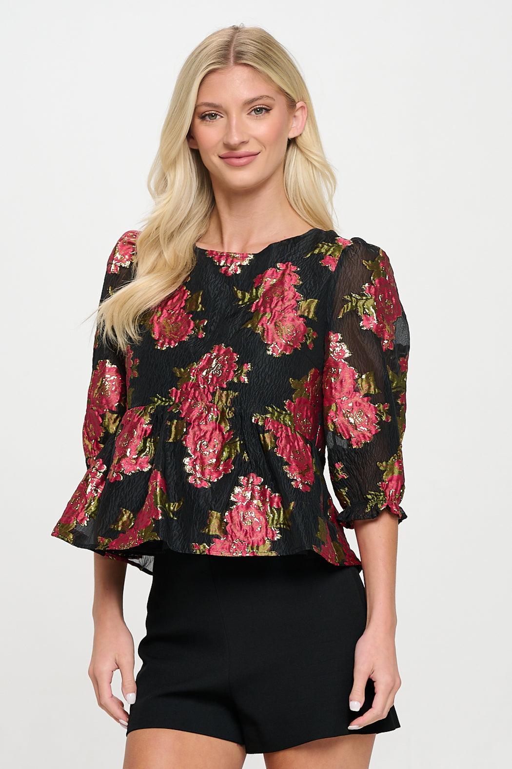 Scarlet Blossom Noir Blouse Product Image