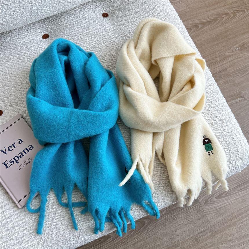 Embroidered Fringed Scarf Product Image