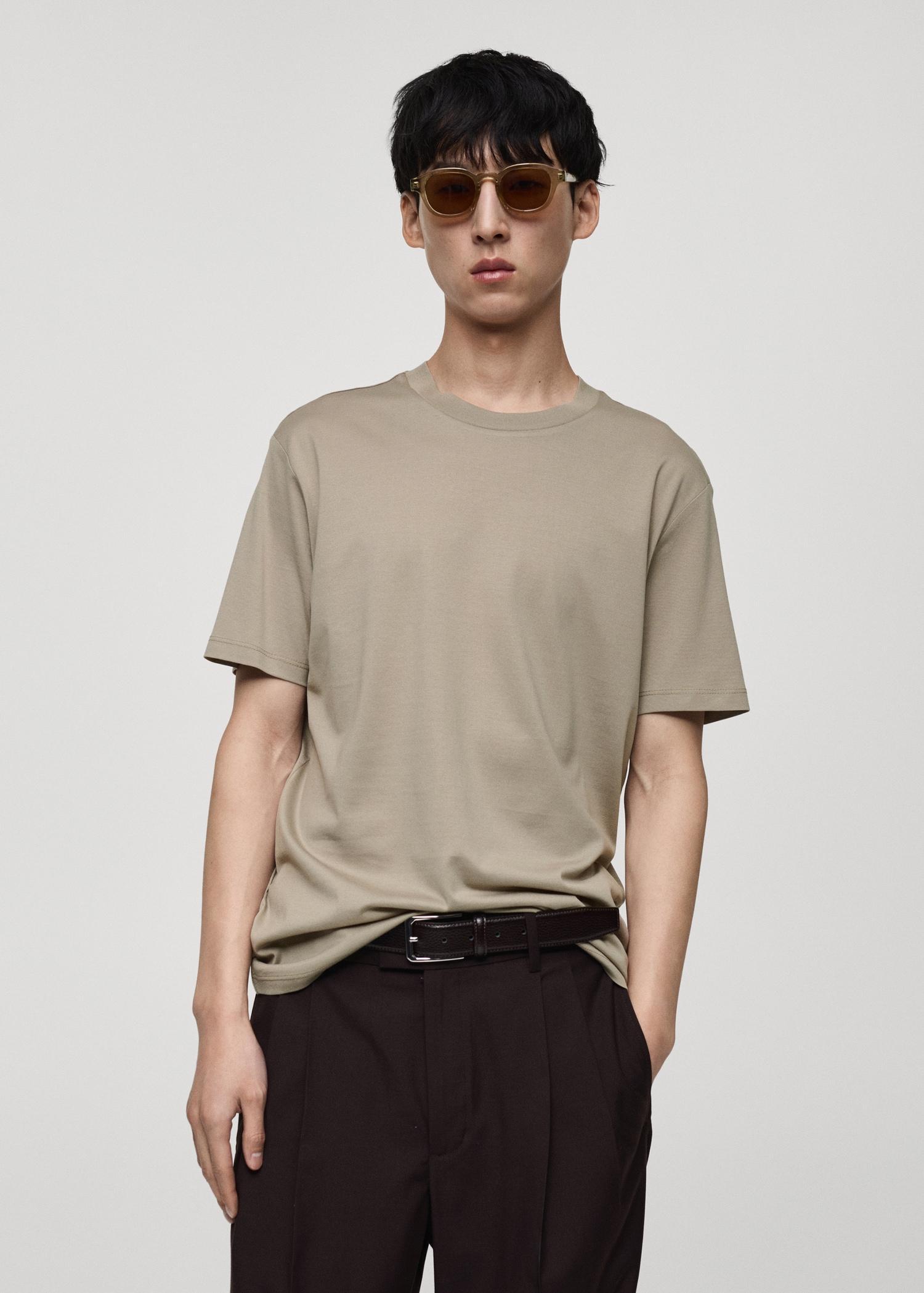 100% cotton T-shirt regular fit - Men | MANGO USA Product Image