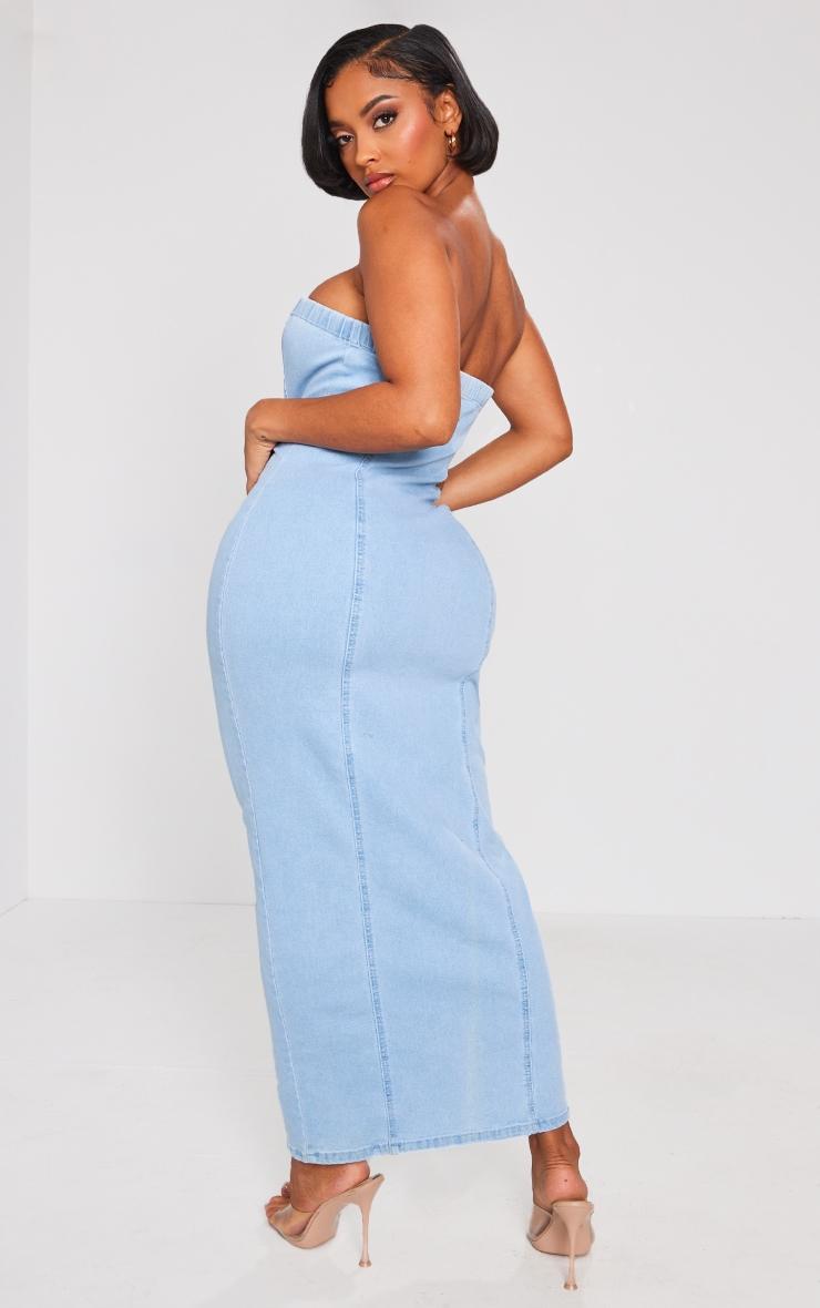 Shape Light Blue Wash Denim Zip Through Maxi Dress Product Image