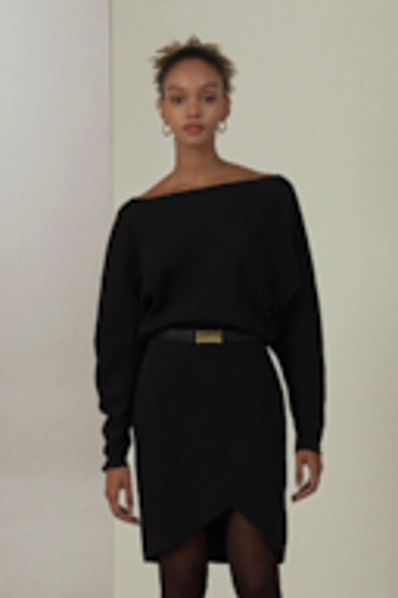 Long Sleeve Gathered Silk Mini Dress Product Image