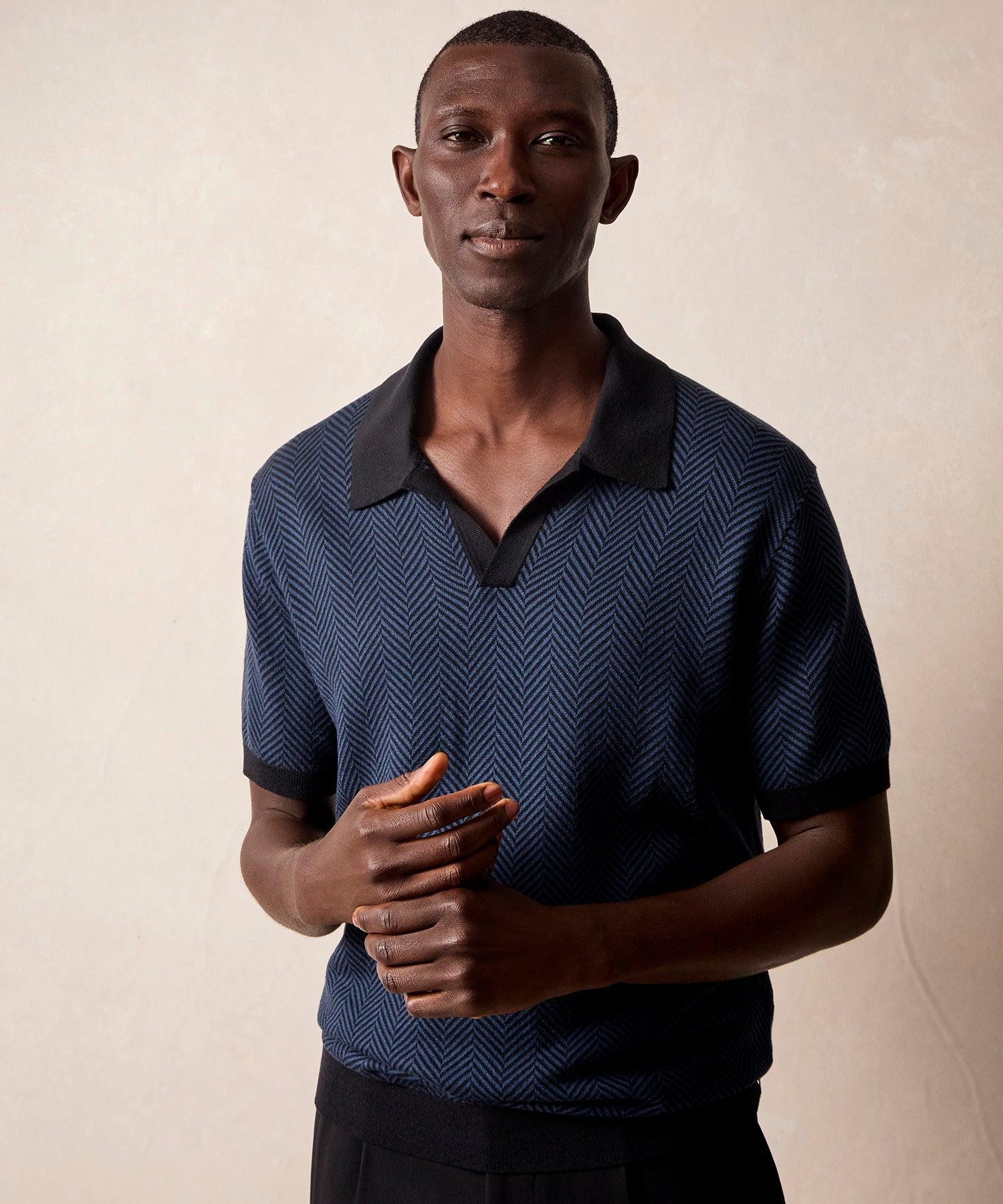 Herringbone Silk-Cotton Montauk Sweater Polo Product Image