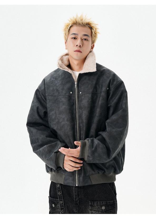 Fleece Collared Zip-Up Jacket Product Image