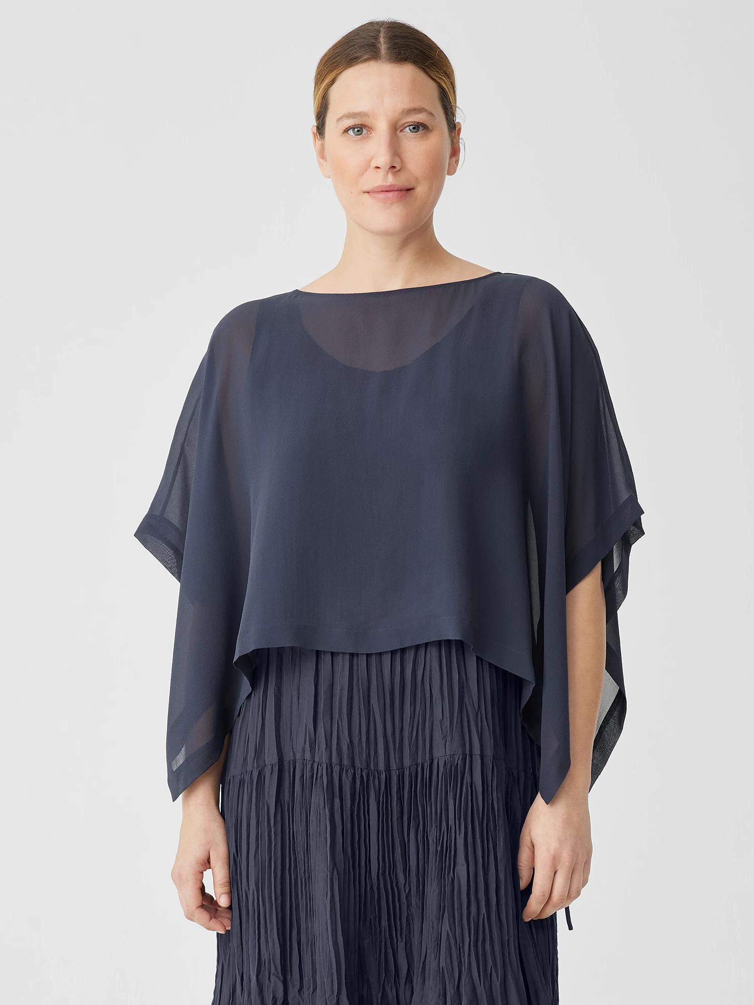 Sheer Silk Georgette Poncho Product Image