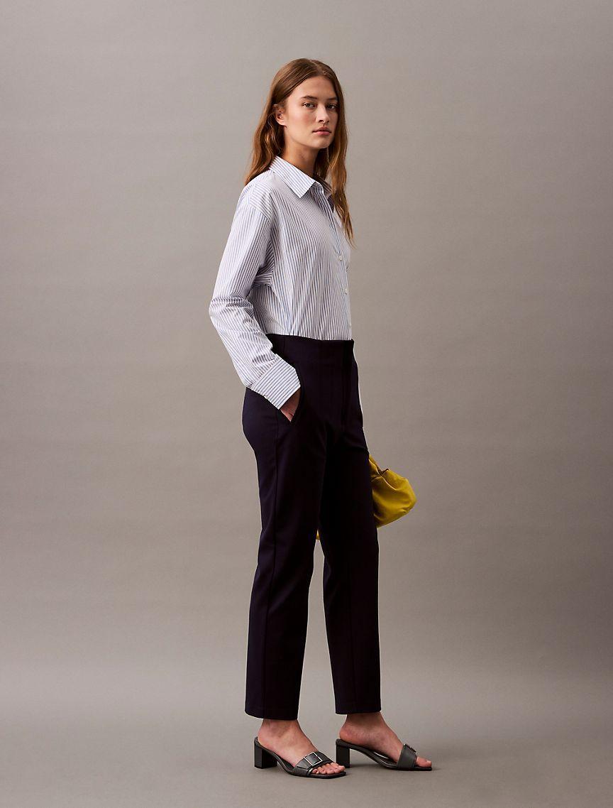 Calvin Klein Women's Ponte Cropped Straight Pants - Blue - XS Product Image