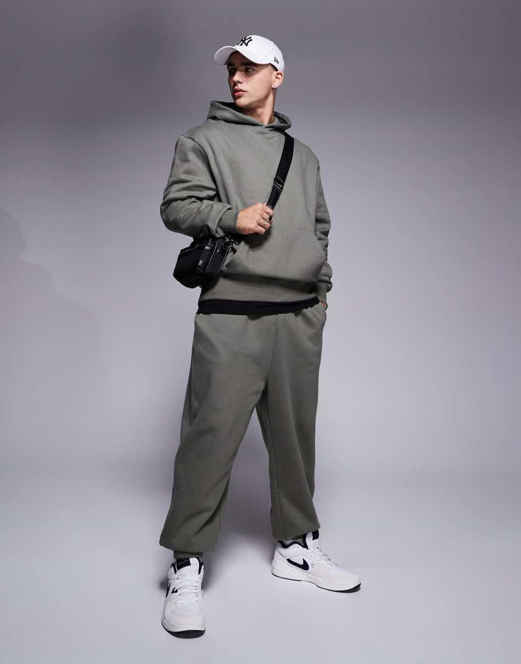 ASOS DESIGN premium heavyweight oversized hoodie in khaki Product Image