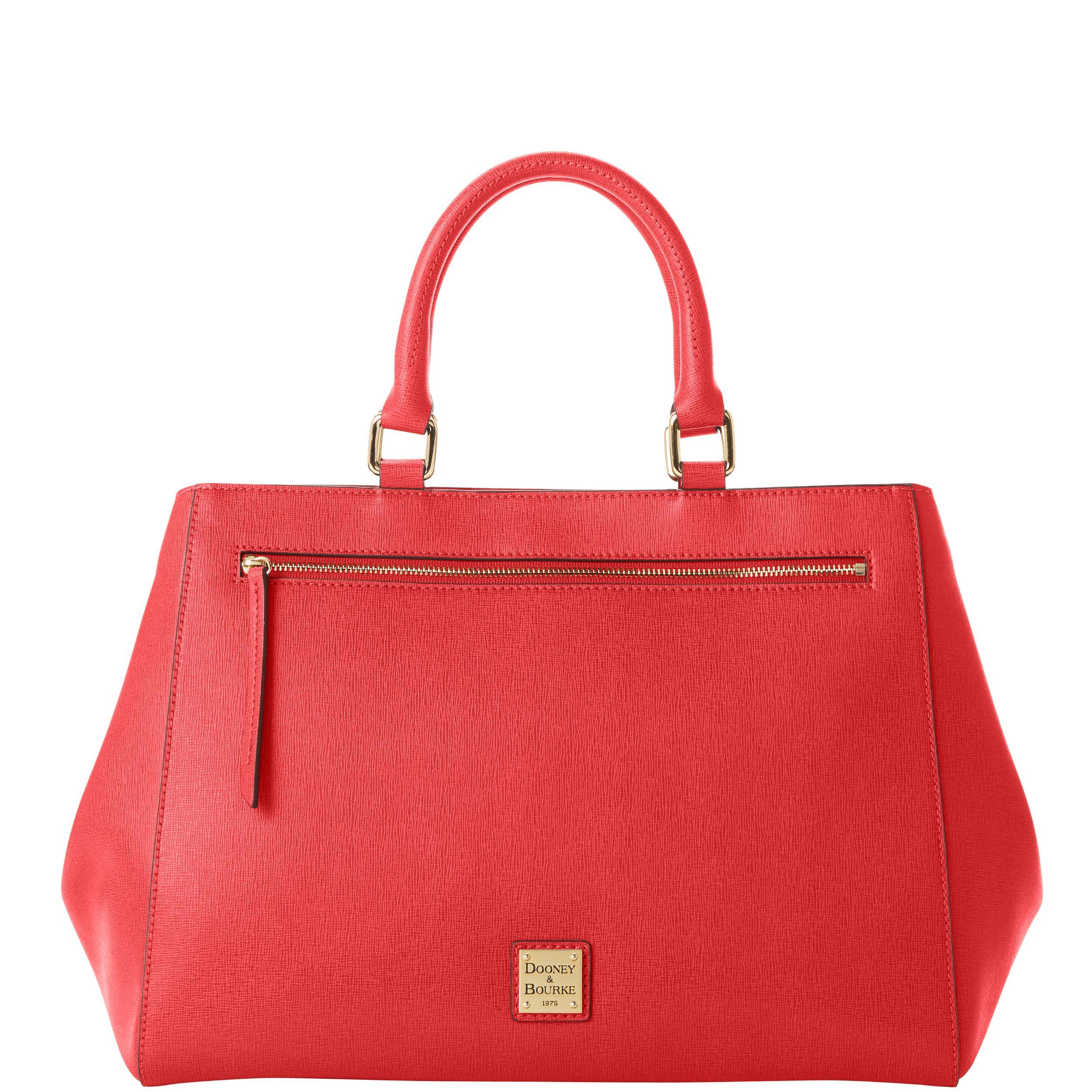 Dooney & Bourke Womens Saffiano Zip Leather Satchel Bag in Coral Product Image