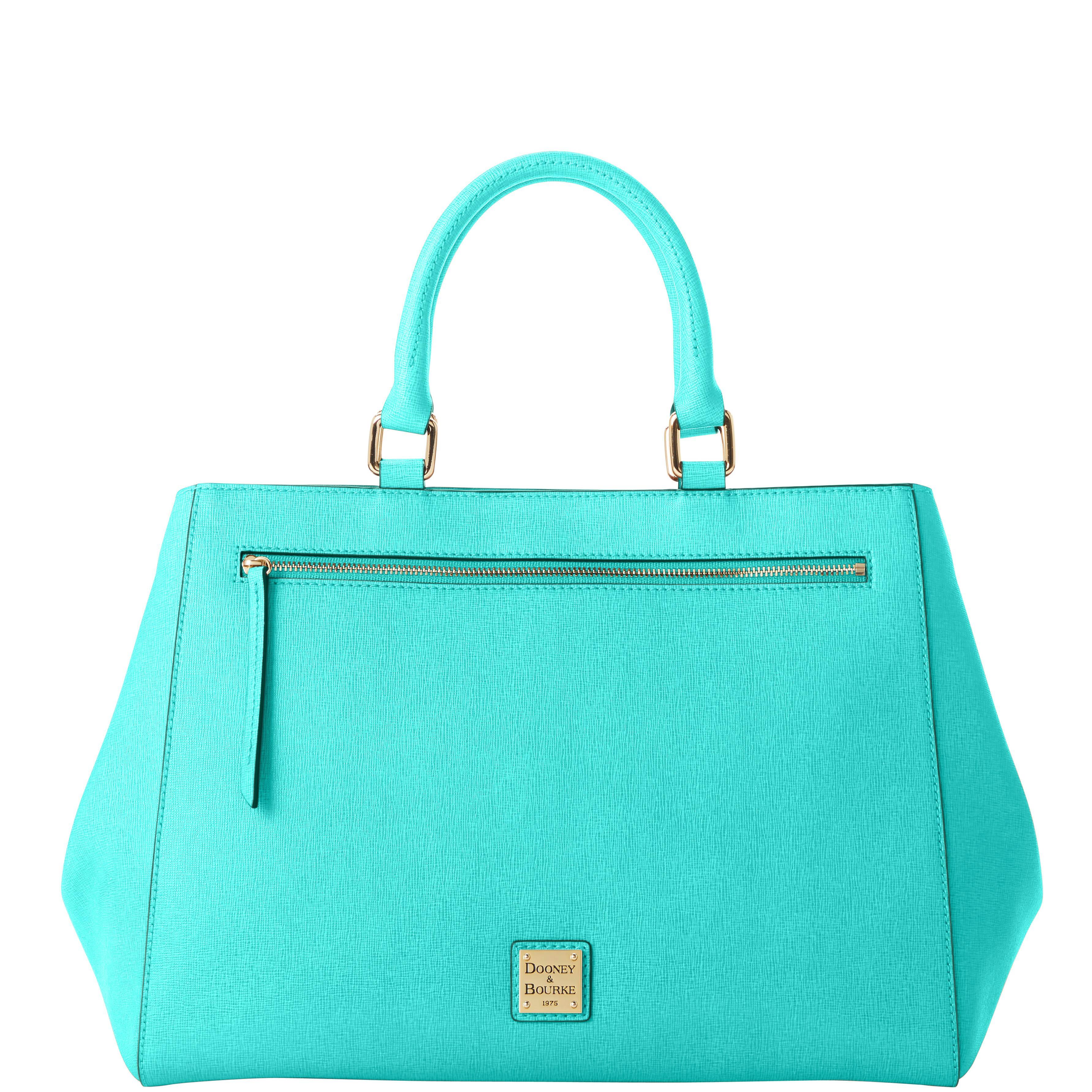 Dooney & Bourke Womens Saffiano Zip Leather Satchel Bag in Mint Product Image