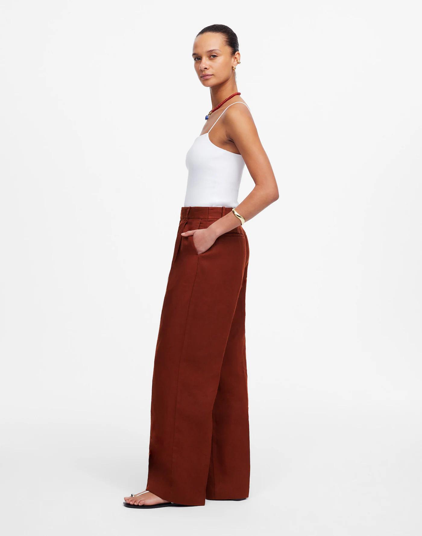 Slouchy Straight Pants in 100% Linen Product Image