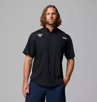 Columbia Mens Collegiate PFG Tamiami Short Sleeve Shirt - Texas- Product Image