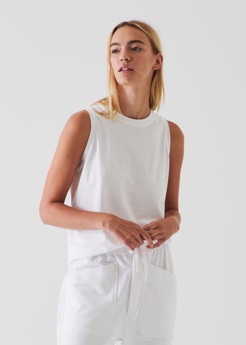 Patrick Assaraf Women's PIMA COTTON STRETCH BOYFRIEND TANK Female Product Image