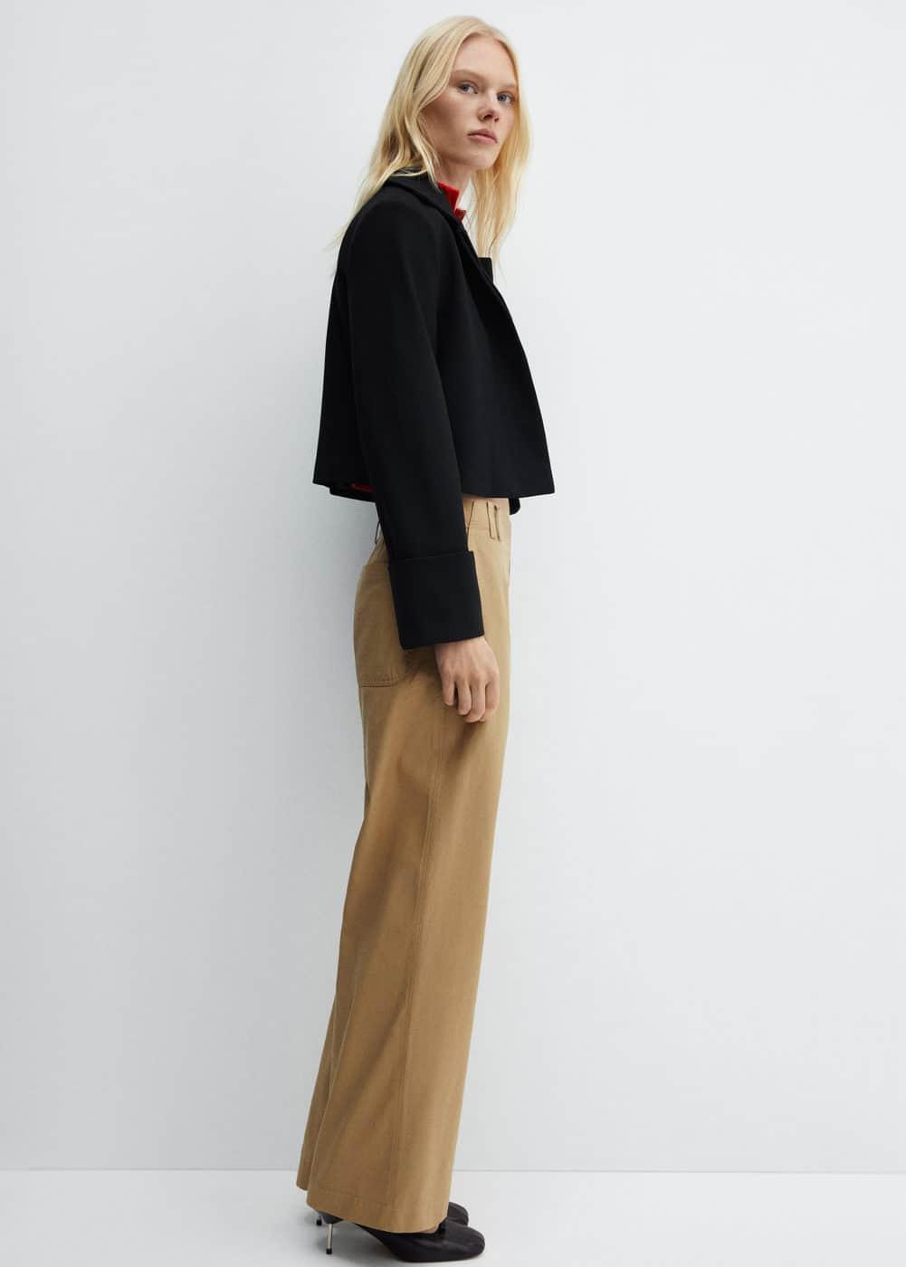 Wideleg lyocell trousers - Women | MANGO USA Product Image