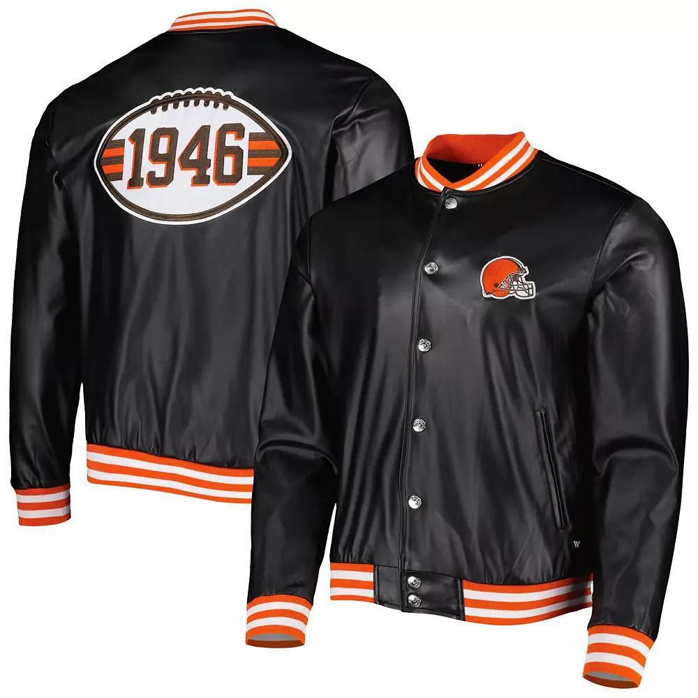 Men's The Wild Collective Black Cleveland Browns Metallic Bomber Full-Snap Jacket, Size: Large Product Image