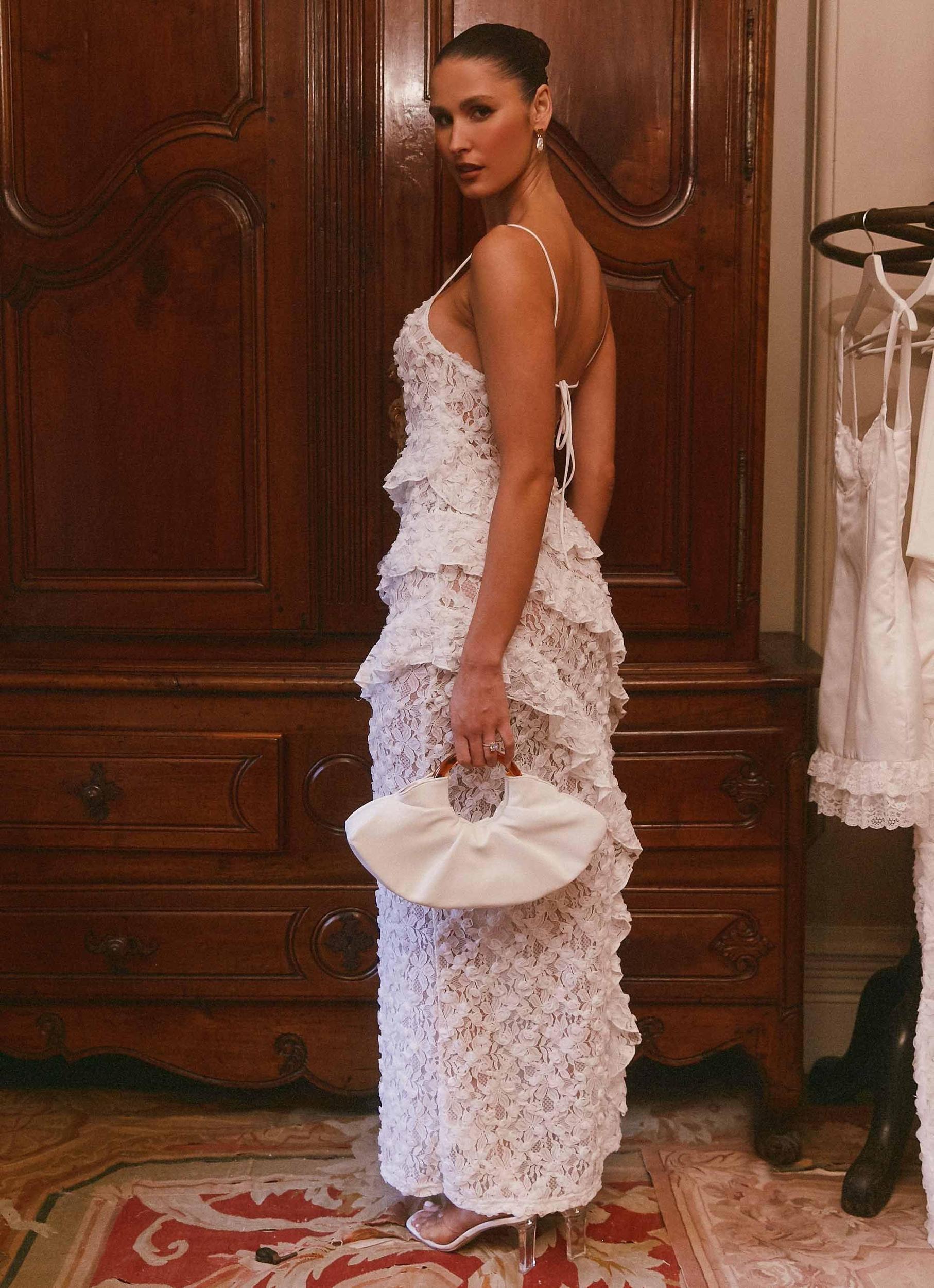 Sansone Frill Maxi Dress - White Product Image