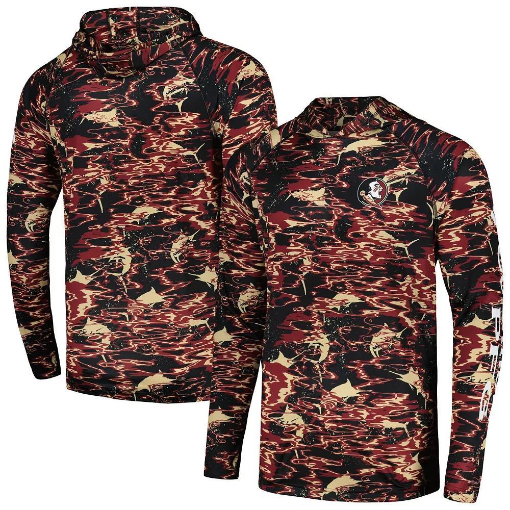 Men's Columbia  Black Florida State Seminoles PFG Terminal Tackle Omni-Shade Rippled Long Sleeve Hooded T-Shirt, Size: Medium Product Image