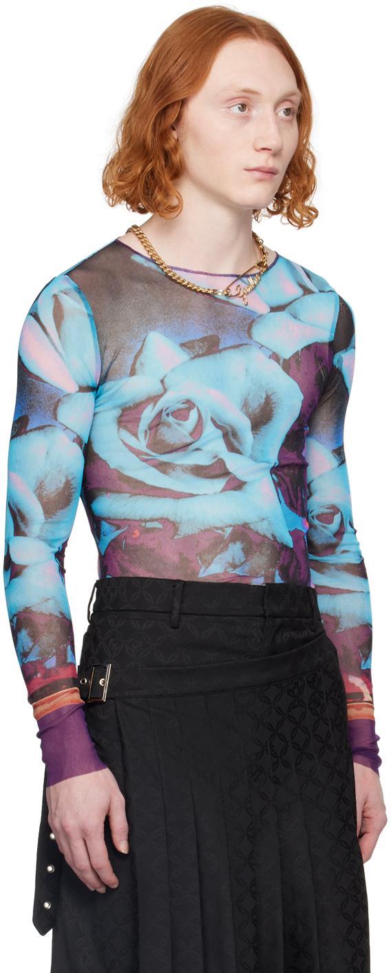 JEAN PAUL GAULTIER Blue & Purple Floral Long Sleeve T-shirt In 275020-purple/blue/p Product Image
