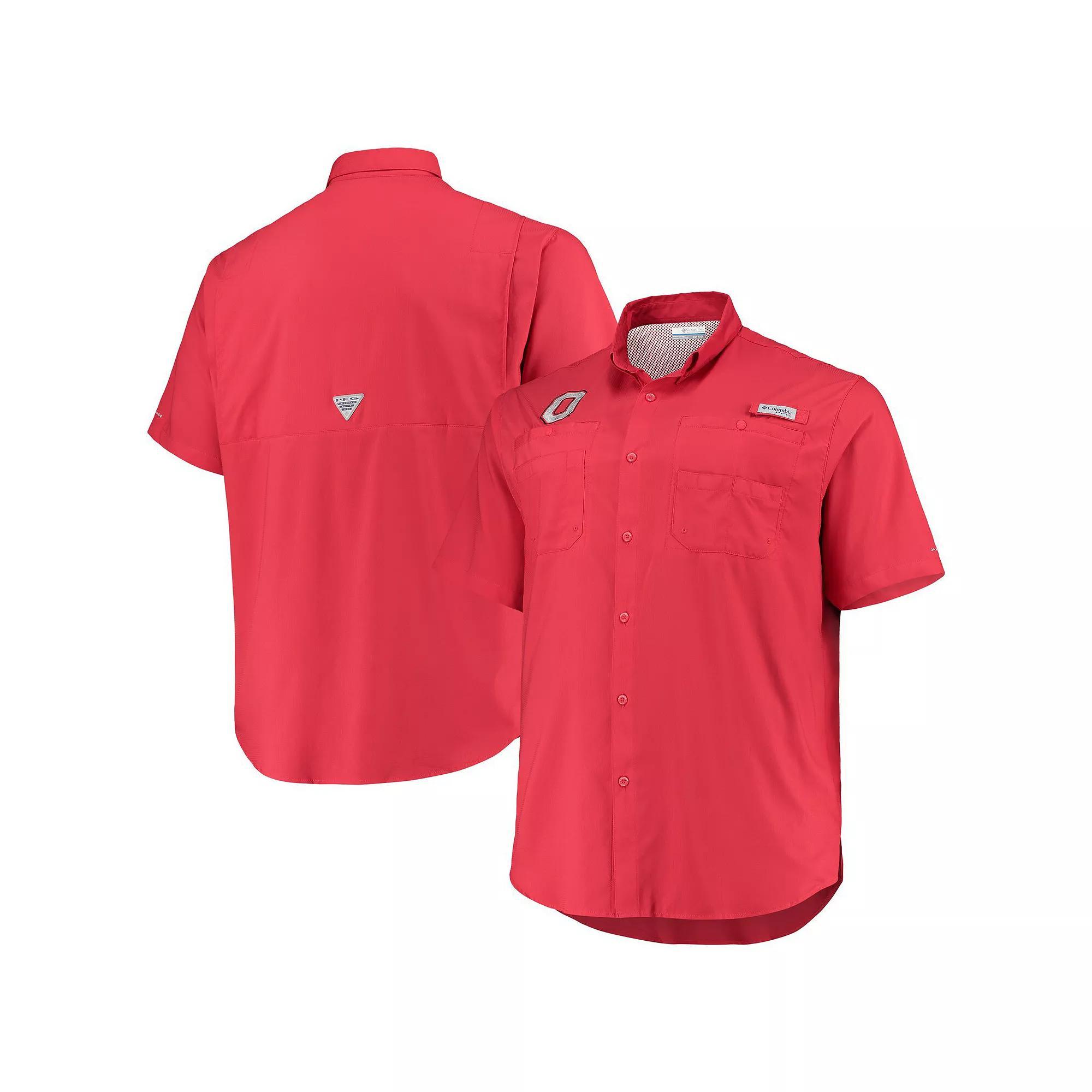 Men's Columbia Scarlet Ohio State Buckeyes Big & Tall Tamiami Omni-Shade Button-Down Shirt, Size: 4XB, Red Product Image