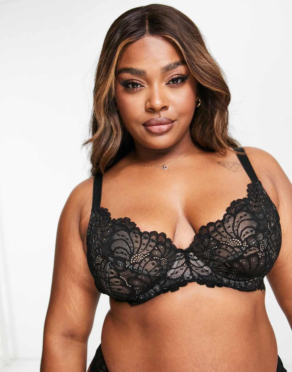 ASOS DESIGN Curve Sienna lace underwired plunge bra Product Image