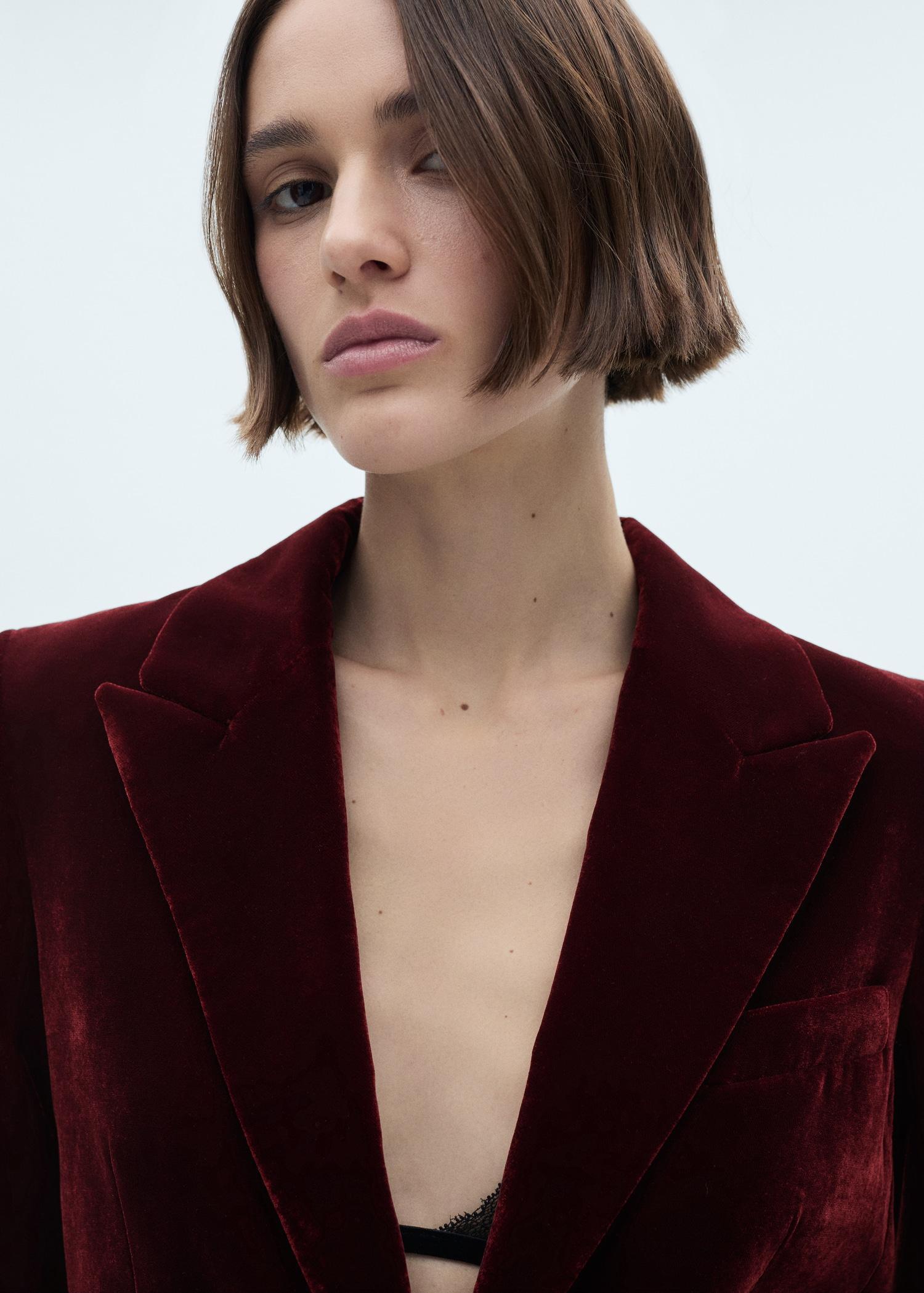 Structured velvet jacket - Women | MANGO USA Product Image