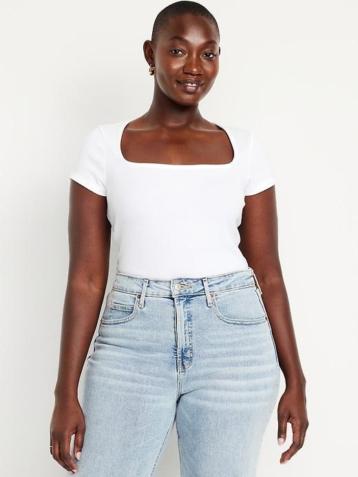 Ribbed Square-Neck T-Shirt Product Image