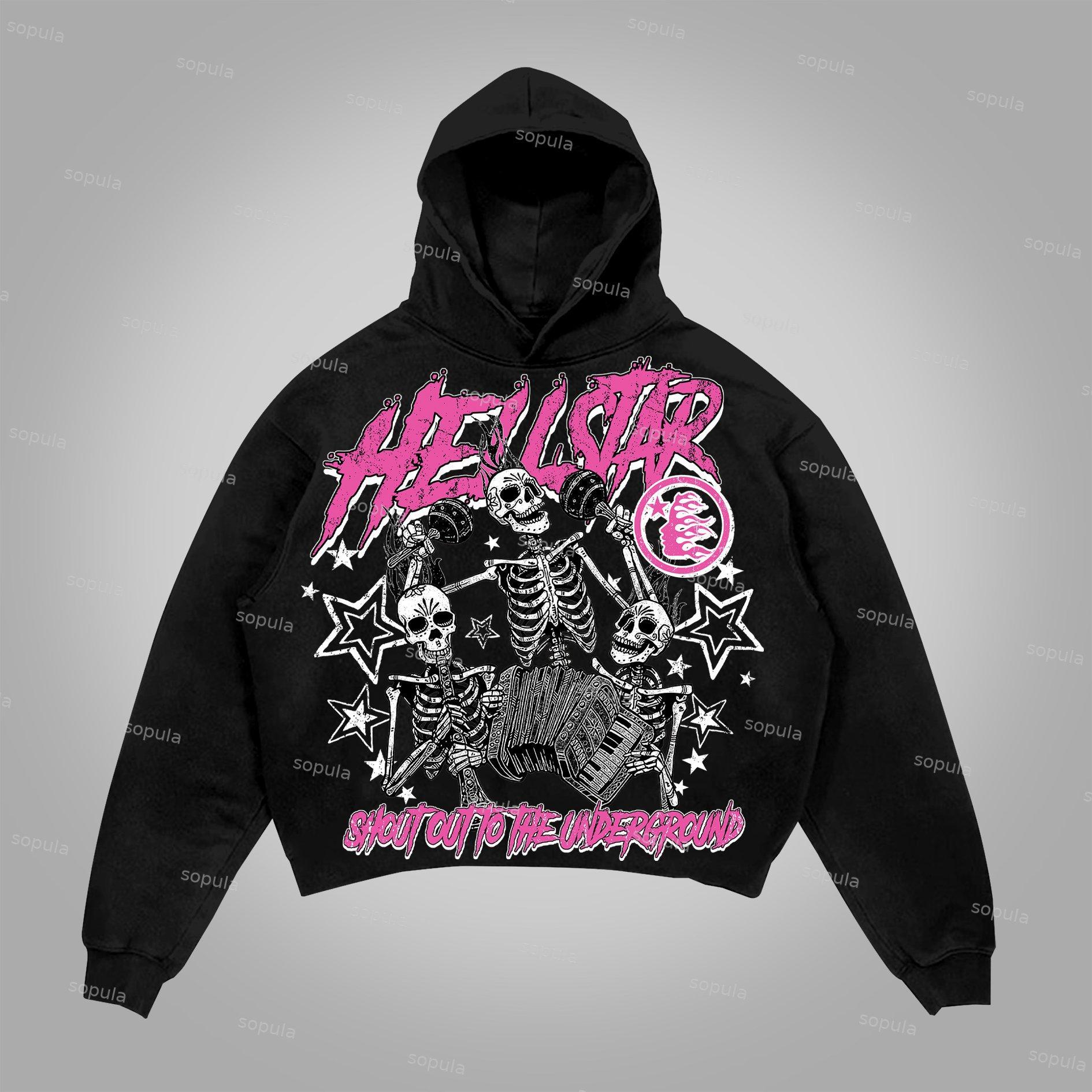 Sopula Flaming Skull Graphic Print Pocketless Hoodie Product Image