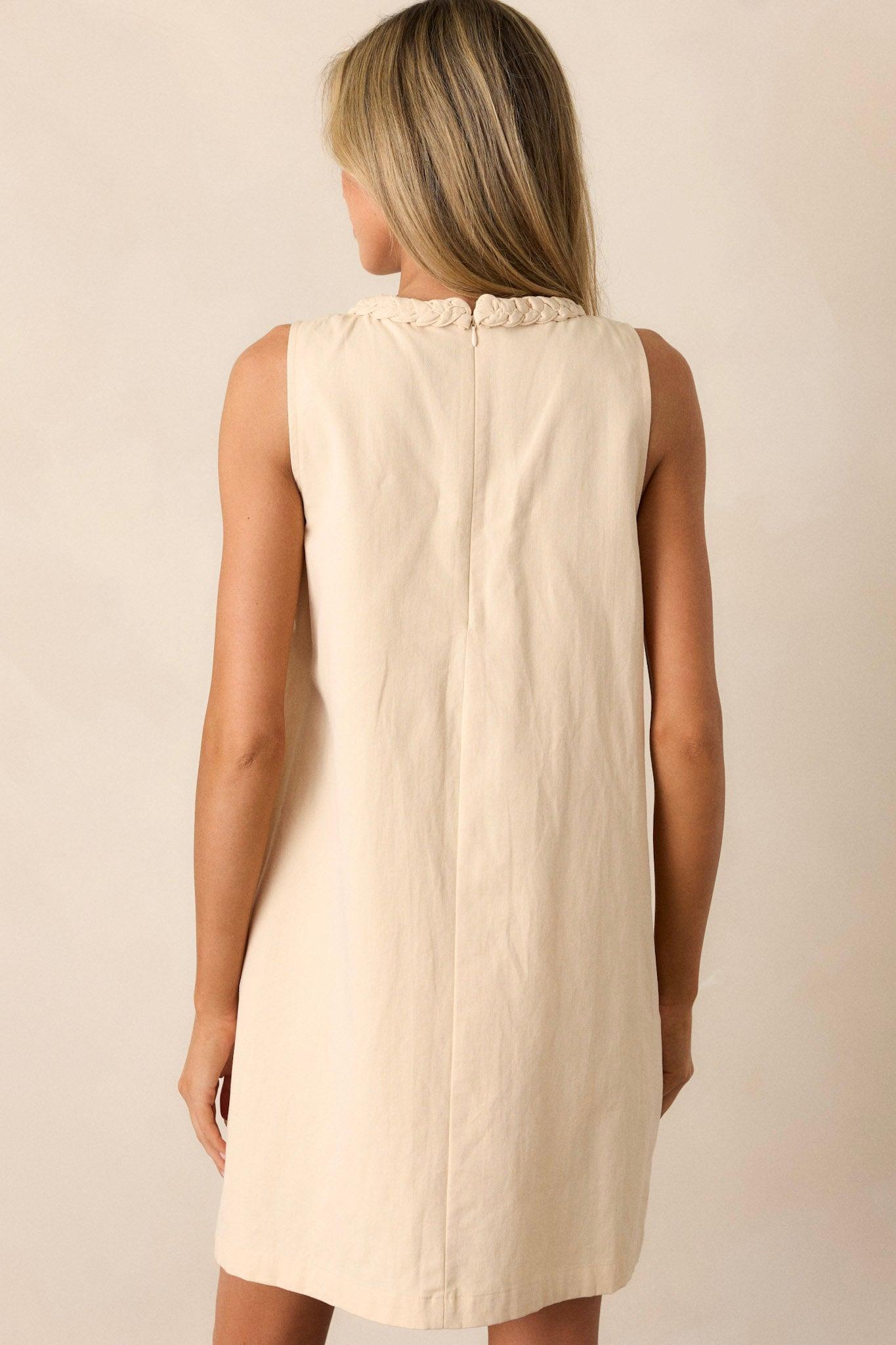 Chic Charm Cotton Ecru Beige Mini Dress Product Image