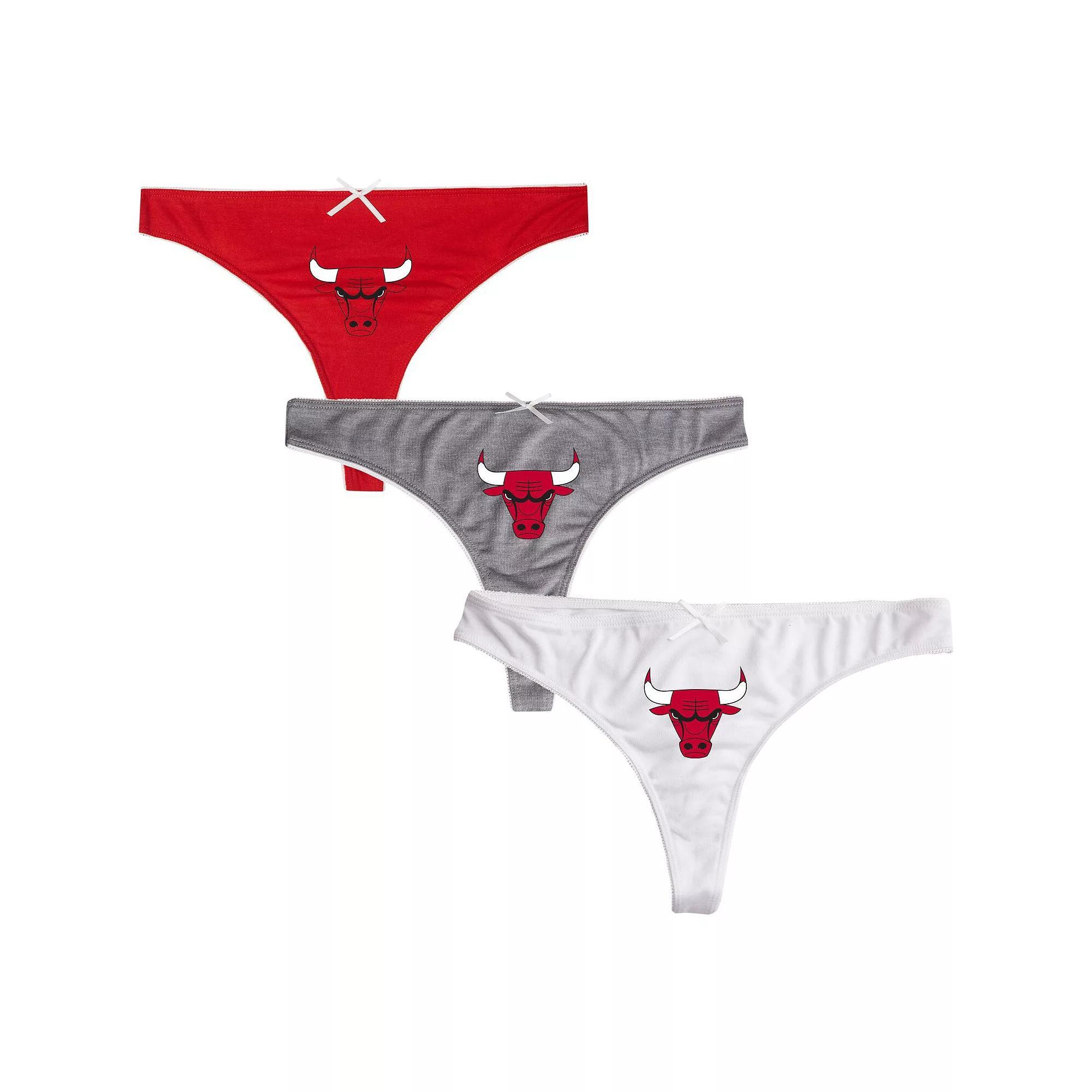 Women's College Concepts Red/Charcoal/White Chicago Bulls Arctic 3-Pack Thong Set, Size: Medium Product Image