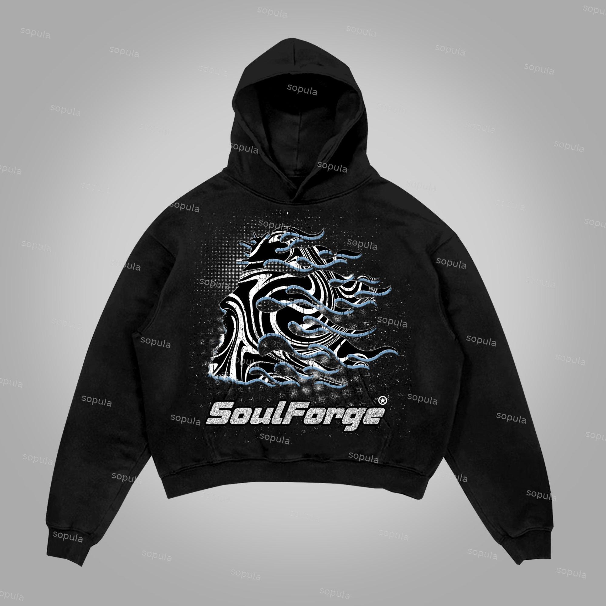 Sopula Soul forge Flame Jesus Network Graphic Cotton Hoodie Product Image