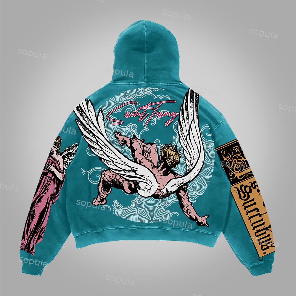 Classical Art Vintage Graphics Pocket Hoodie Product Image