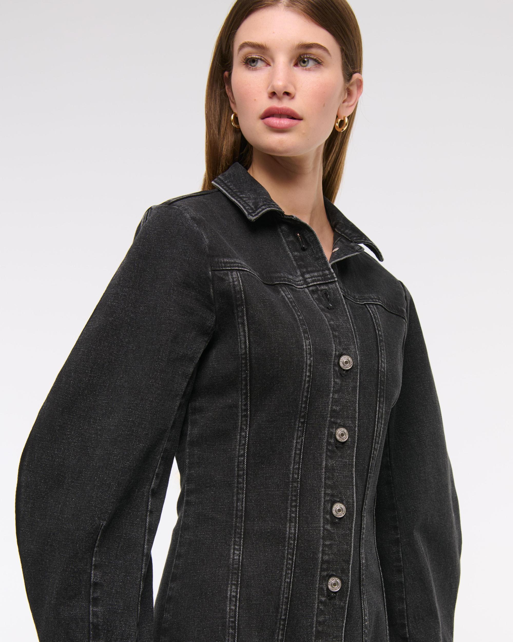 Barrel Sleeve Denim Shirt Dress Product Image