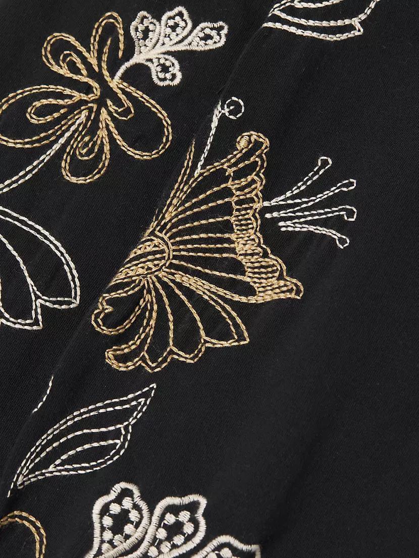 Adelaide Floral-Embroidered Cotton Leggings Product Image