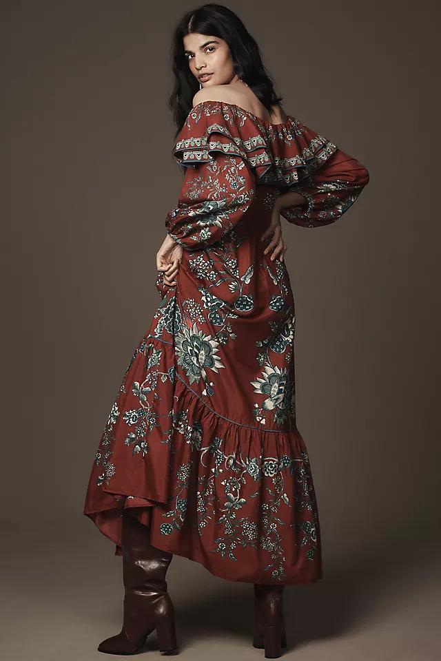 Farm Rio Long-Sleeve Off-The-Shoulder Ruffled Maxi Dress Product Image