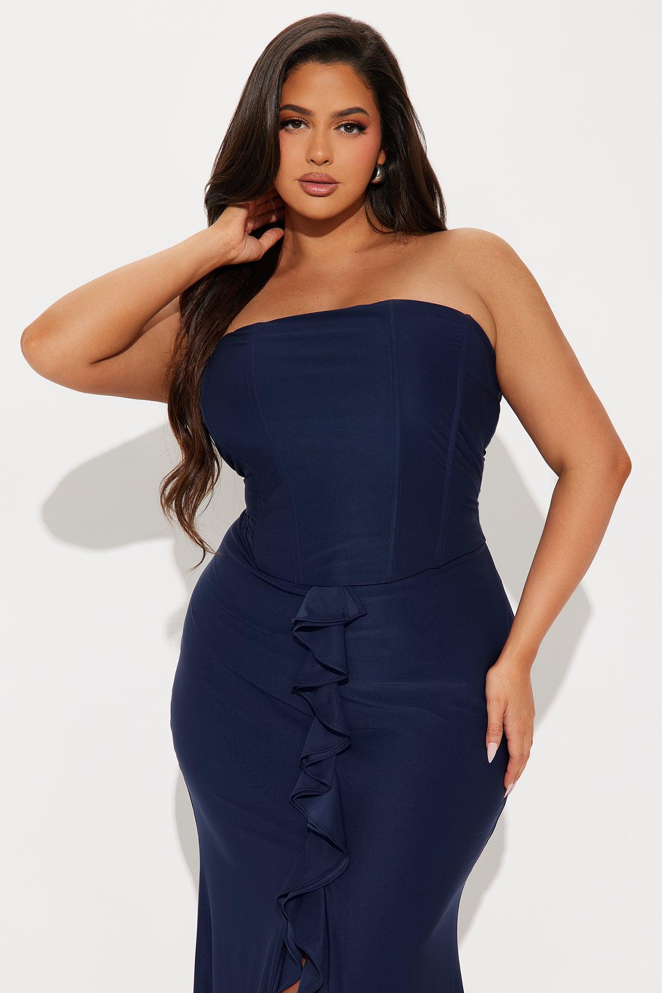 Tianna Strapless Maxi Dress - Navy Product Image