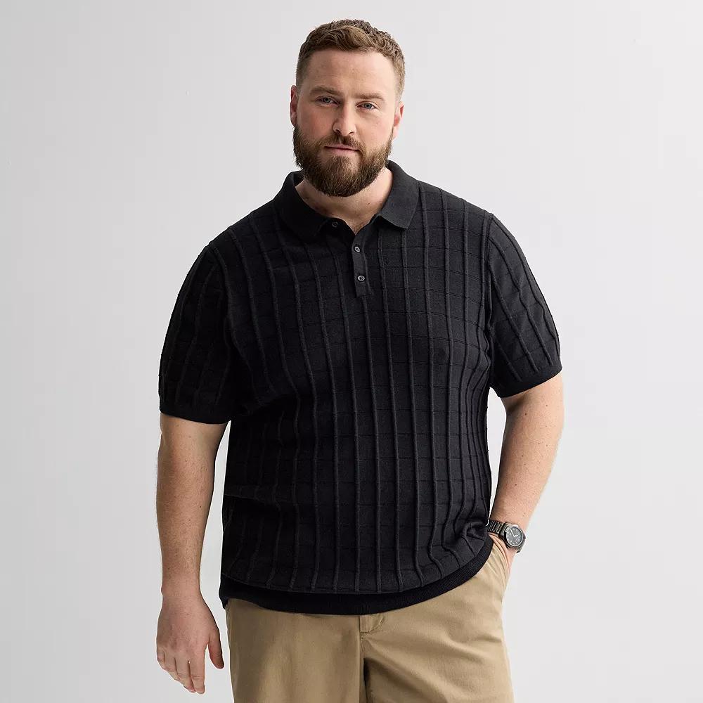 Big & Tall Apt. 9® Short Sleeve Textural Sweater Polo, Men's, Size: 2XB, Mineral Black Product Image