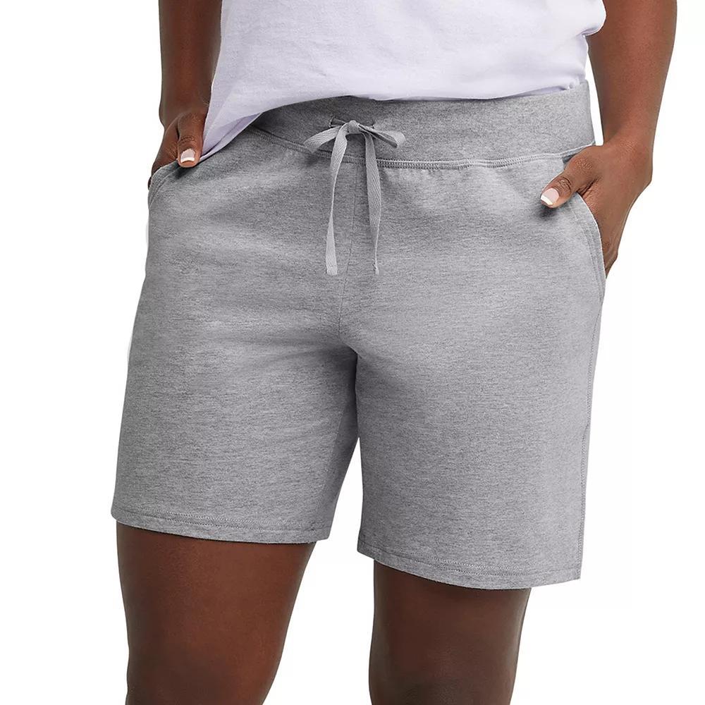 Women's Hanes® Jersey Drawstring Shorts, Size: XL, Light Silver Product Image