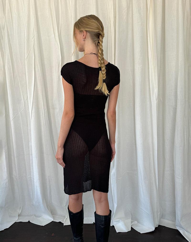 Adeline Midi Dress in Wide Rib Knit Black Female Product Image